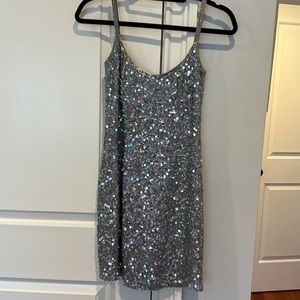Reformation Sequin vintage mini dress S sparkly low back bodycon disco glam 70s